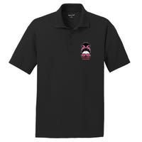 October We Wear Pink Hairbun Breast Cancer Awareness PosiCharge RacerMesh Polo