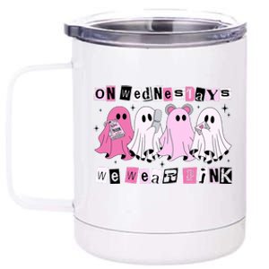 On Wednesday We Wear Cute Pink_ Ghost Halloween 12 oz Stainless Steel Tumbler Cup