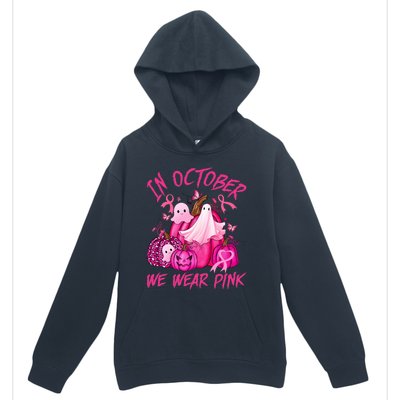 October We Wear Pink Pumpkin Ghost Halloween Breast Cancer Urban Pullover Hoodie