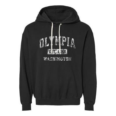 Olympia Washington Wa Vintage Established Sports Garment-Dyed Fleece Hoodie