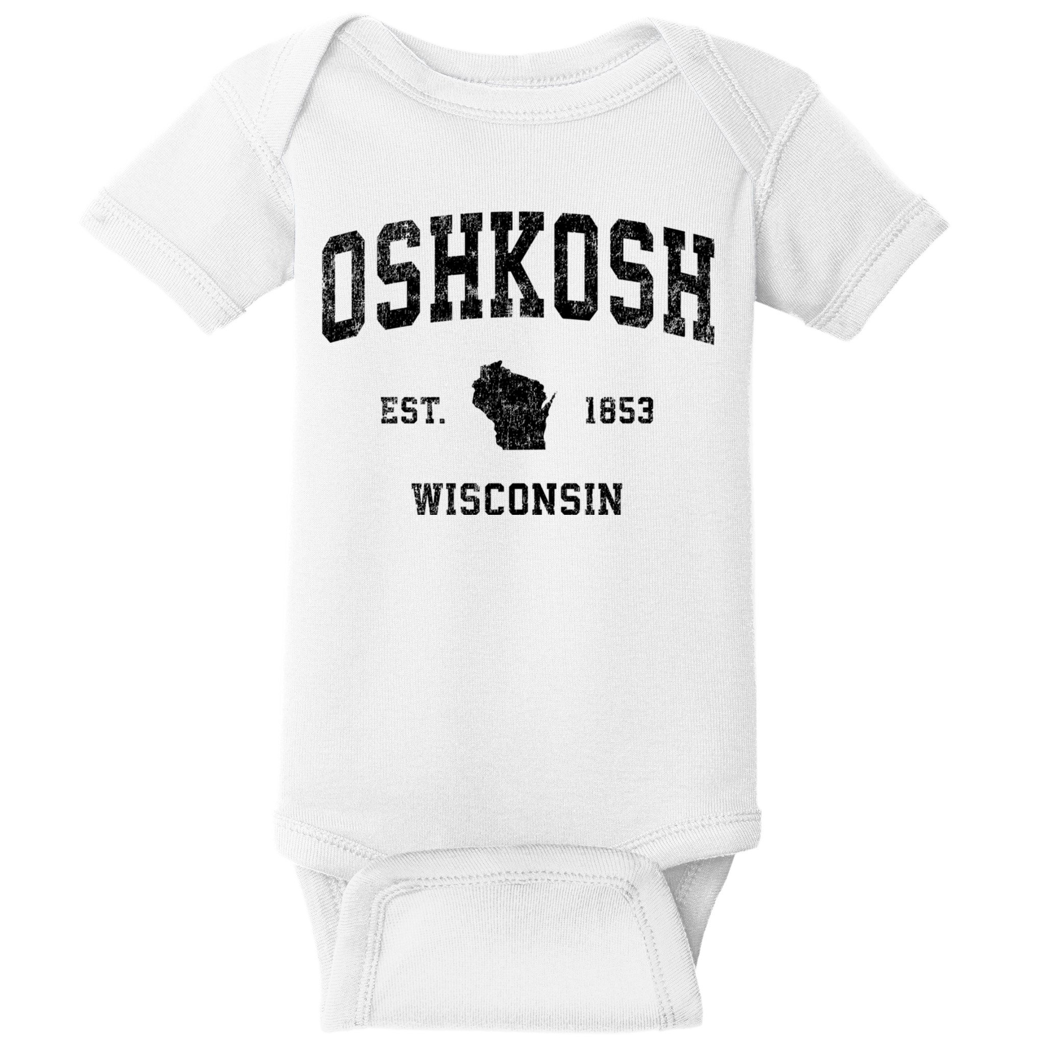Oshkosh Wisconsin Wi Vintage Established Sports Design Baby Bodysuit