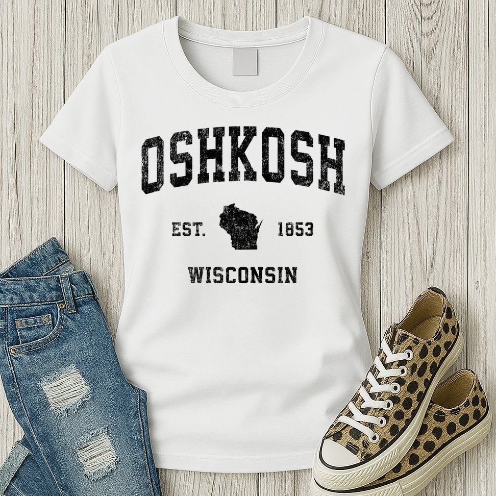 Oshkosh Wisconsin Wi Vintage Established Sports Design Womens T-Shirt