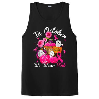 October We Wear Pink Pumpkin Ghost Halloween Breast Cancer PosiCharge Competitor Tank