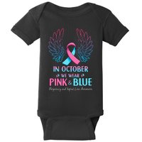 October We Wear Pink Blue Pregnancy Infant Loss Awareness Baby Bodysuit