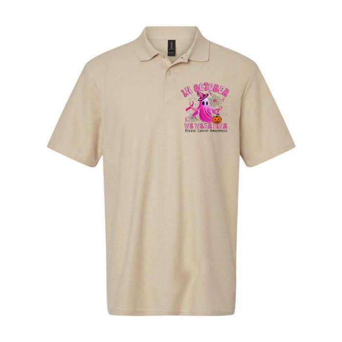 October We Wear Pin.K Breast Cancer Awareness Halloween Ghost Softstyle Adult Sport Polo