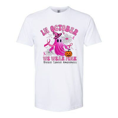 October We Wear Pin.K Breast Cancer Awareness Halloween Ghost Softstyle CVC T-Shirt