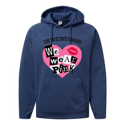 On Wednesday We Wear Pink Funny Valentine Performance Fleece Hoodie