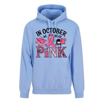 October We Wear Breast Cancer Awareness Postal Worker Unisex Surf Hoodie