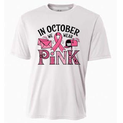 October We Wear Breast Cancer Awareness Postal Worker Cooling Performance Crew T-Shirt