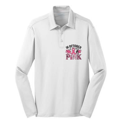 October We Wear Breast Cancer Awareness Postal Worker Silk Touch Performance Long Sleeve Polo