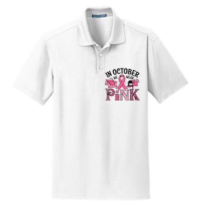 October We Wear Breast Cancer Awareness Postal Worker Dry Zone Grid Polo