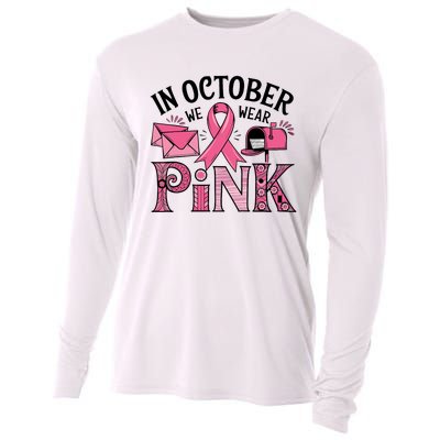 October We Wear Breast Cancer Awareness Postal Worker Cooling Performance Long Sleeve Crew