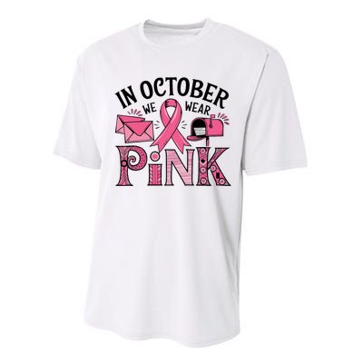 October We Wear Breast Cancer Awareness Postal Worker Performance Sprint T-Shirt