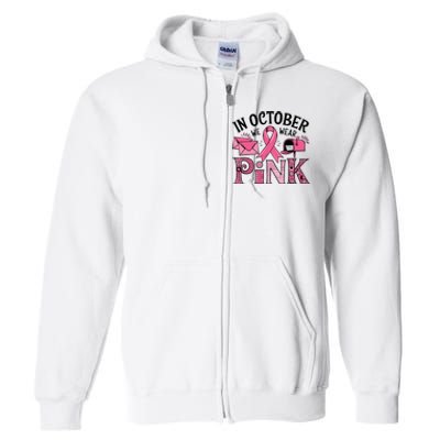 October We Wear Breast Cancer Awareness Postal Worker Full Zip Hoodie