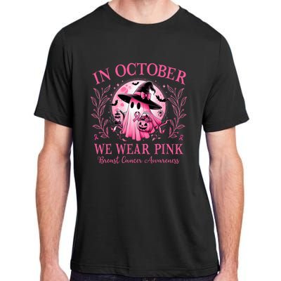 October We Wear Breast Cancer Awareness Halloween Ghost Adult ChromaSoft Performance T-Shirt