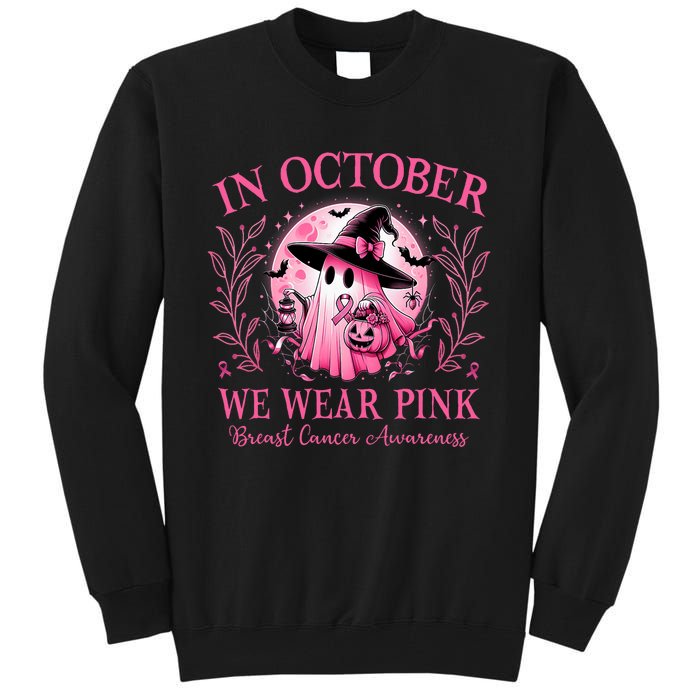 October We Wear Breast Cancer Awareness Halloween Ghost Tall Sweatshirt