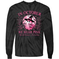 October We Wear Breast Cancer Awareness Halloween Ghost Tie-Dye Long Sleeve Shirt