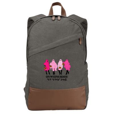 On Wednesday We Wear Pink Ghost Halloween Cotton Canvas Backpack