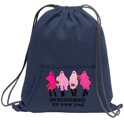 On Wednesday We Wear Pink Ghost Halloween Sweatshirt Cinch Pack Bag