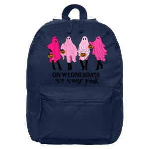 On Wednesday We Wear Pink Ghost Halloween 16 in Basic Backpack