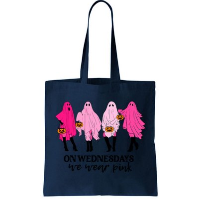 On Wednesday We Wear Pink Ghost Halloween Tote Bag