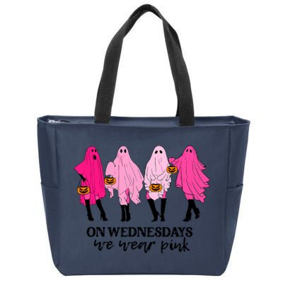 On Wednesday We Wear Pink Ghost Halloween Zip Tote Bag