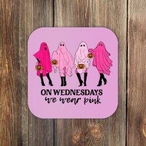 On Wednesday We Wear Pink Ghost Halloween Coaster