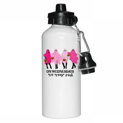 On Wednesday We Wear Pink Ghost Halloween Aluminum Water Bottle