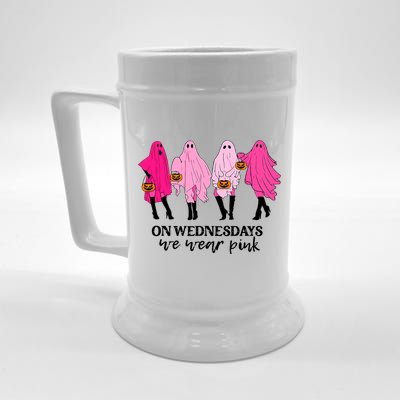 On Wednesday We Wear Pink Ghost Halloween Beer Stein