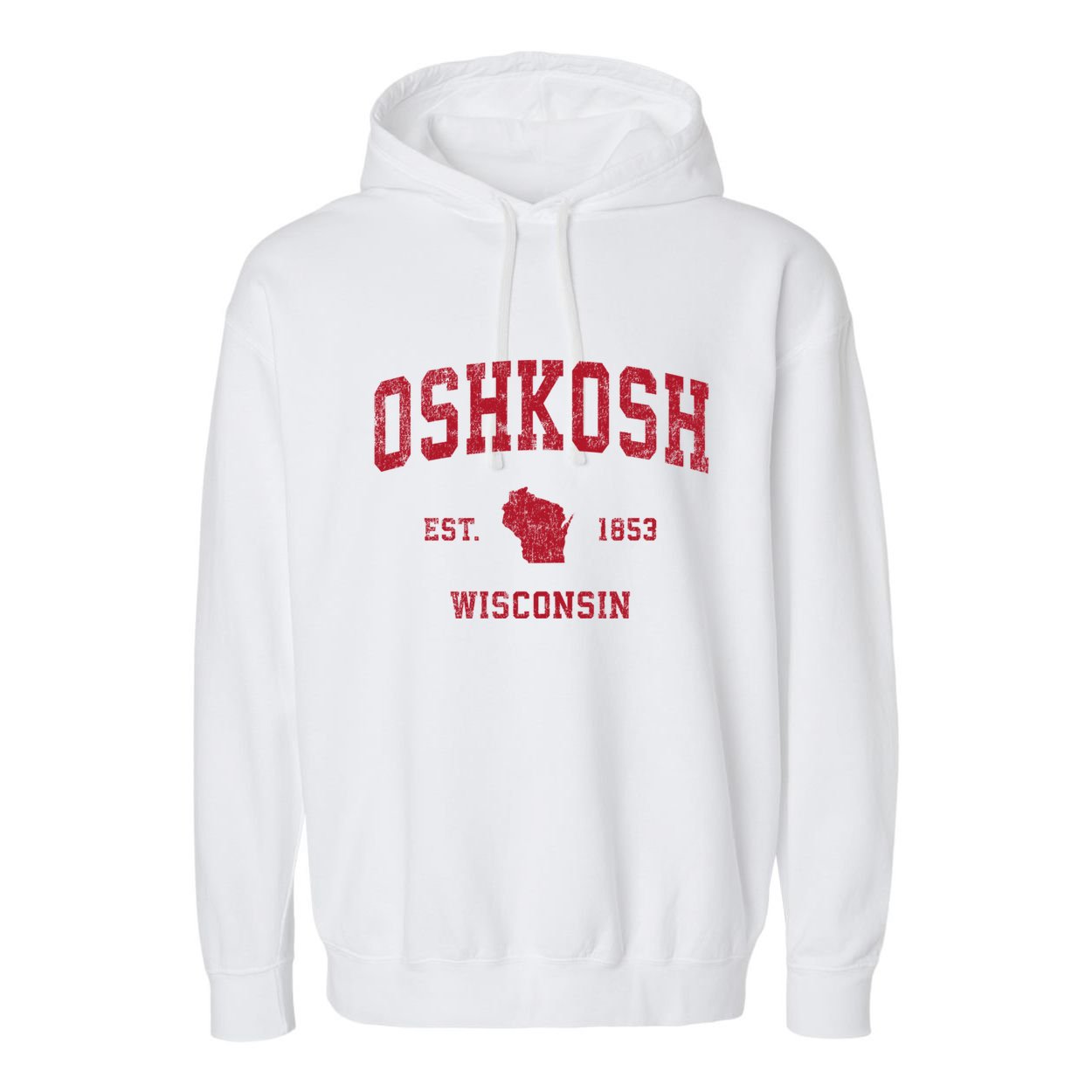 Oshkosh Wisconsin Wi Vintage Sports Garment-Dyed Fleece Hoodie