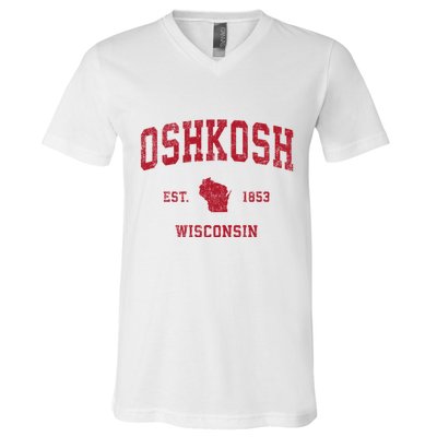 Oshkosh Wisconsin Wi Vintage Sports V-Neck T-Shirt