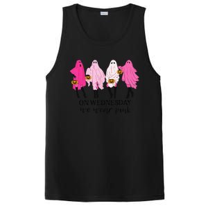 On Wednesday We Wear Pink Ghost Halloween Breast Cancer PosiCharge Competitor Tank