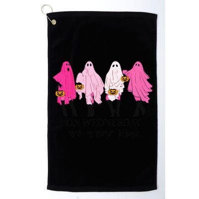 On Wednesday We Wear Pink Ghost Halloween Breast Cancer Platinum Collection Golf Towel