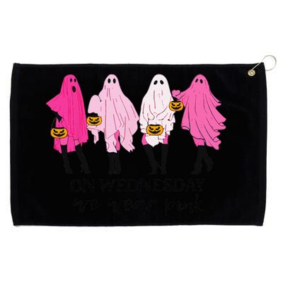 On Wednesday We Wear Pink Ghost Halloween Breast Cancer Grommeted Golf Towel