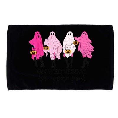 On Wednesday We Wear Pink Ghost Halloween Breast Cancer Microfiber Hand Towel