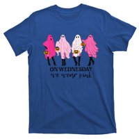 On Wednesday We Wear Pink Ghost Halloween Breast Cancer T-Shirt