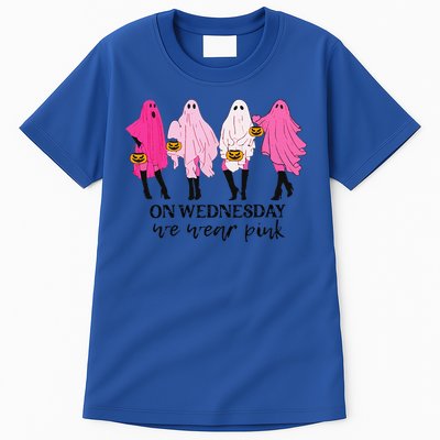 On Wednesday We Wear Pink Ghost Halloween Breast Cancer Tall T-Shirt