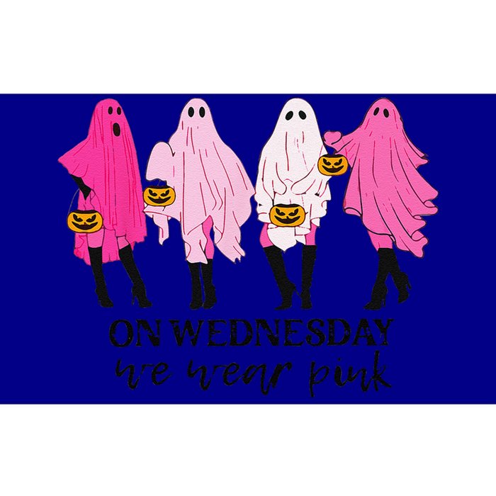 On Wednesday We Wear Pink Ghost Halloween Breast Cancer Bumper Sticker