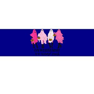 On Wednesday We Wear Pink Ghost Halloween Breast Cancer Bumper Sticker