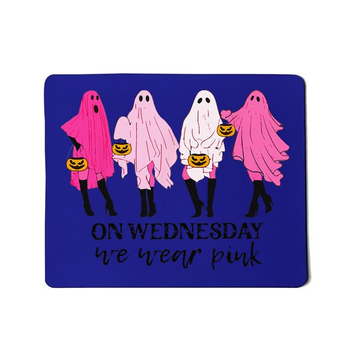 On Wednesday We Wear Pink Ghost Halloween Breast Cancer Mousepad