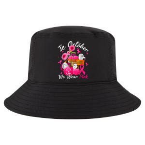 October We Wear Pink Pumpkin Ghost Halloween Breast Cancer Cool Comfort Performance Bucket Hat