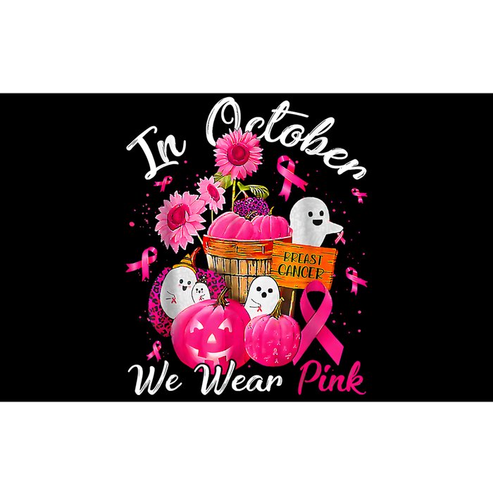 October We Wear Pink Pumpkin Ghost Halloween Breast Cancer Bumper Sticker