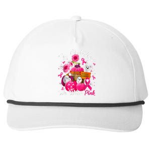 October We Wear Pink Pumpkin Ghost Halloween Breast Cancer Snapback Five-Panel Rope Hat