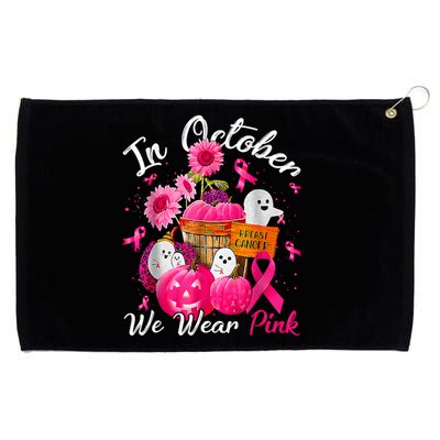 October We Wear Pink Pumpkin Ghost Halloween Breast Cancer Grommeted Golf Towel