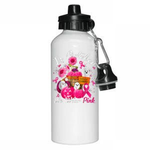 October We Wear Pink Pumpkin Ghost Halloween Breast Cancer Aluminum Water Bottle 