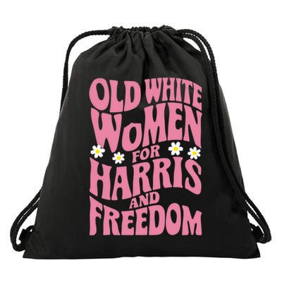 Old White Women For Harris And Freedom Drawstring Bag