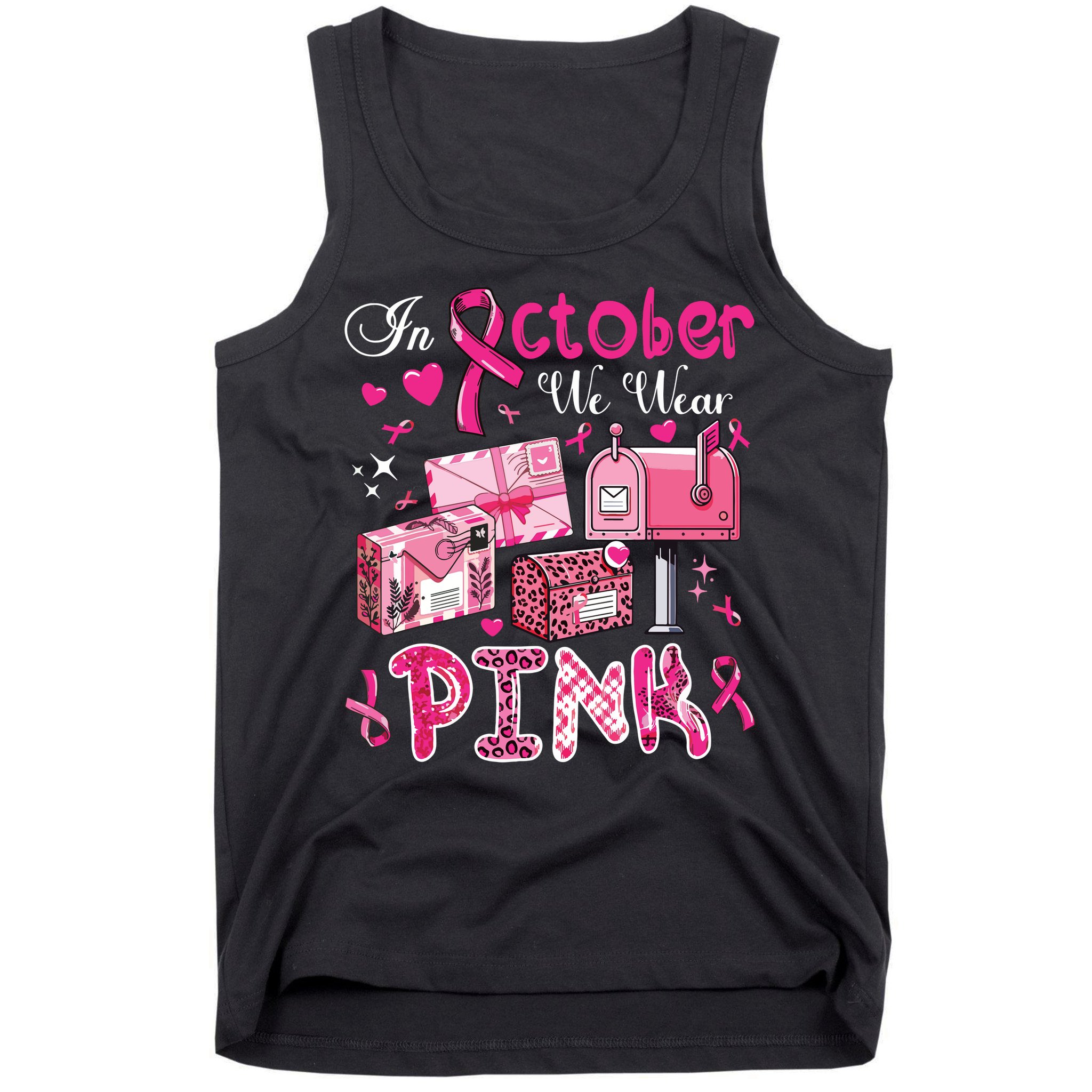 October We Wear Breast Cancer Awareness Postal Worker Tank Top