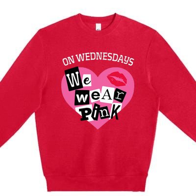 On Wednesday We Wear Pink Funny Valentine Premium Crewneck Sweatshirt