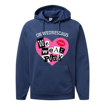 On Wednesday We Wear Pink Funny Valentine Performance Fleece Hoodie