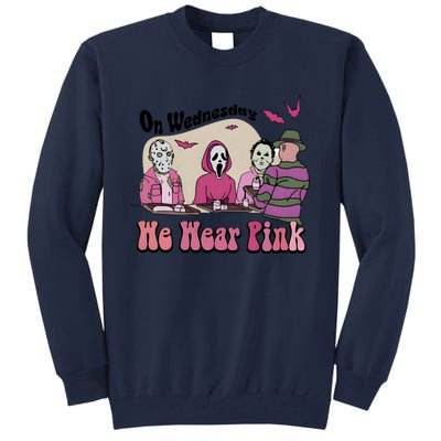 On Wednesday We Wear Pink Halloween Michael Ghostface Voorhees Tall Sweatshirt